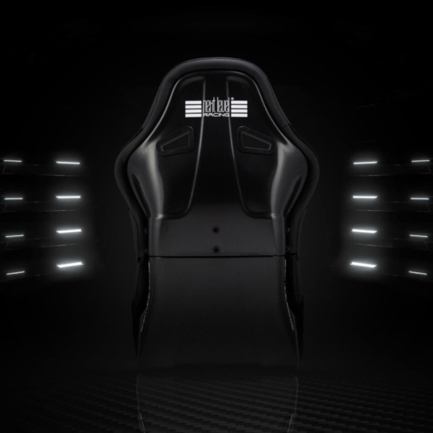 ES2 sim racing bucket seat with side bolsters and racing harness slots